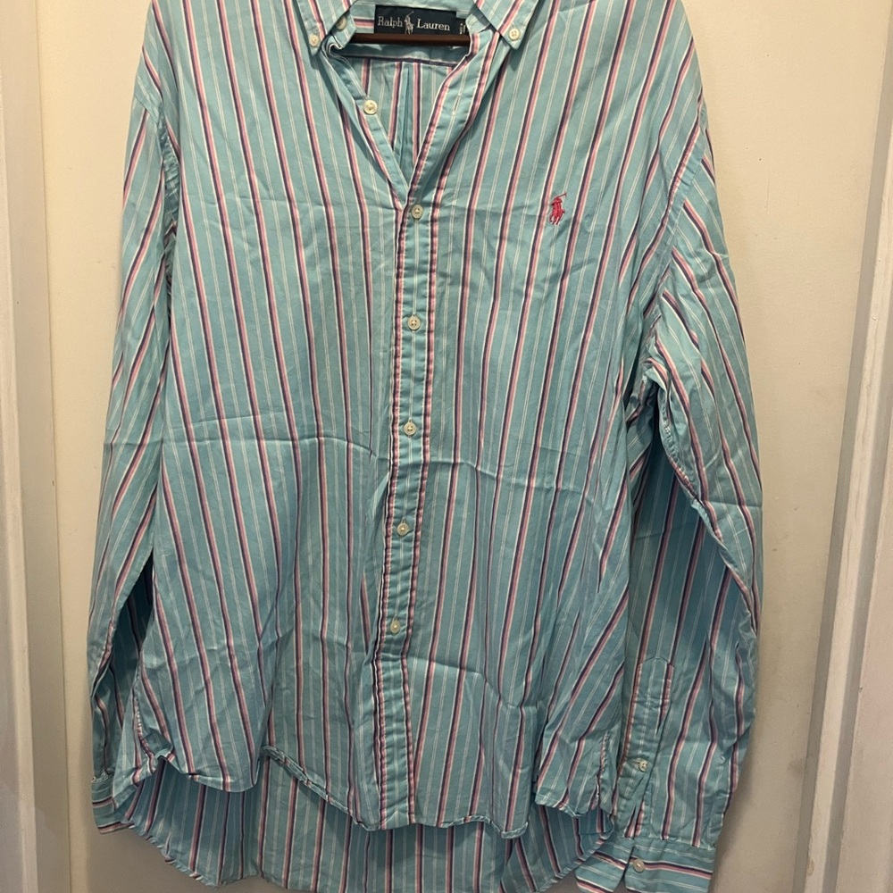 Ralph Lauren Men's Blue Striped Shirt